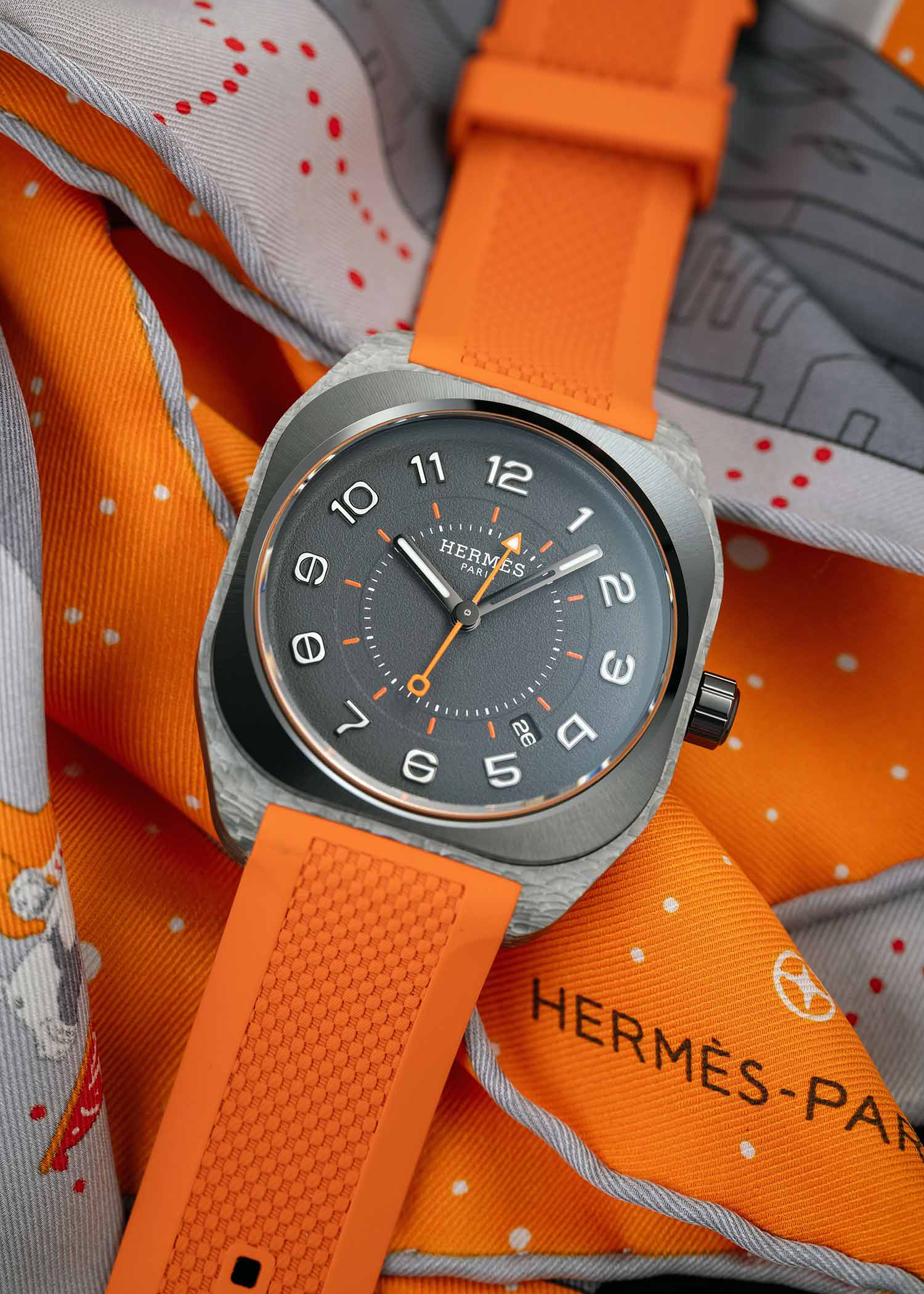 Hermes H08 Carbon Fiber Ceramic Orange for sale